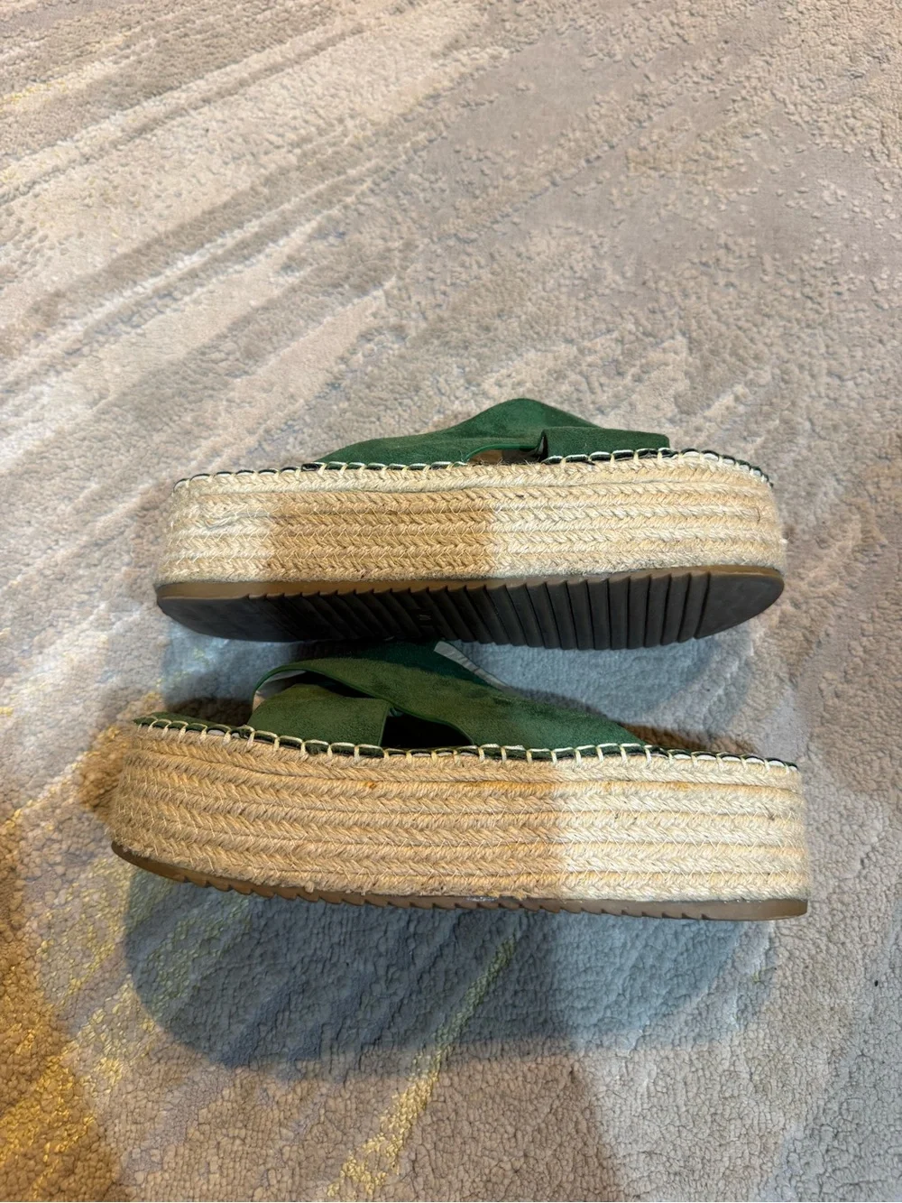 BUONAROTTI Green wedges Slide Sandal platforms slip on espadrille straps 40